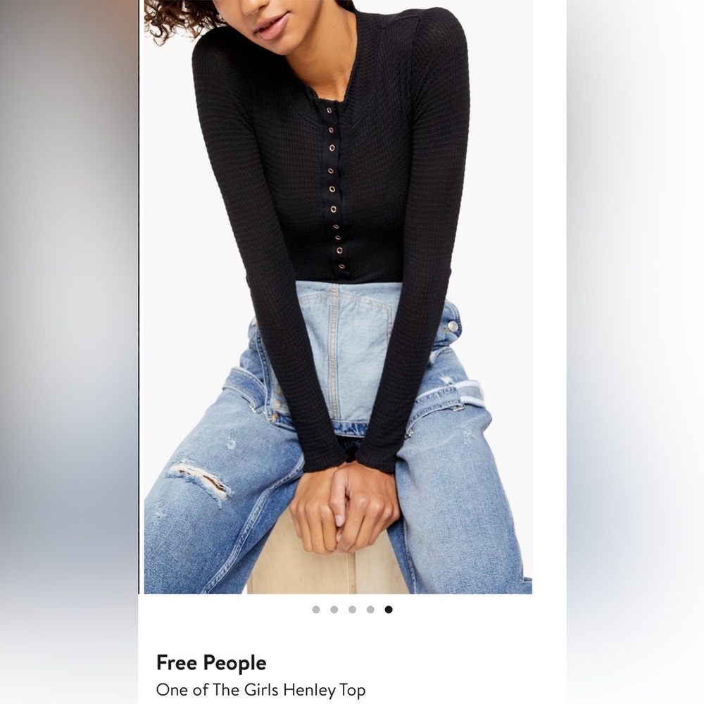 Free People “One of the Girls” Henley Top with Button Accents NWOT